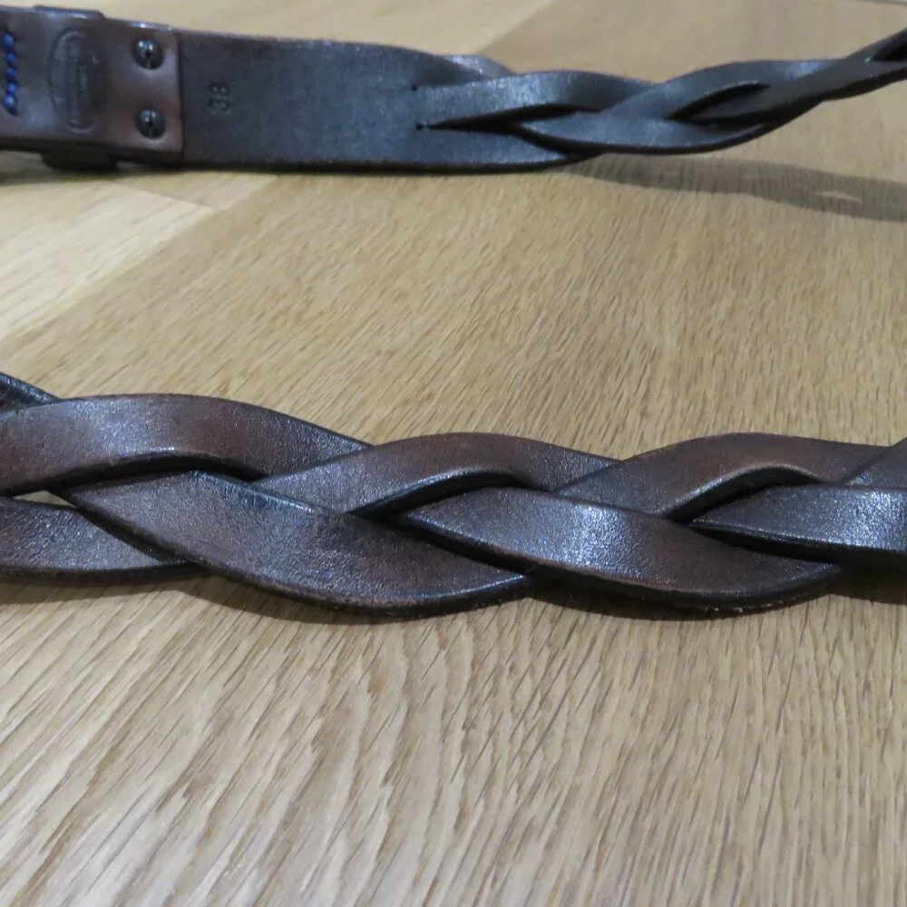 PHANTASMAGORIA LEATHER Dylan Braided Leather Belt in Dark Brown Western Size 38
